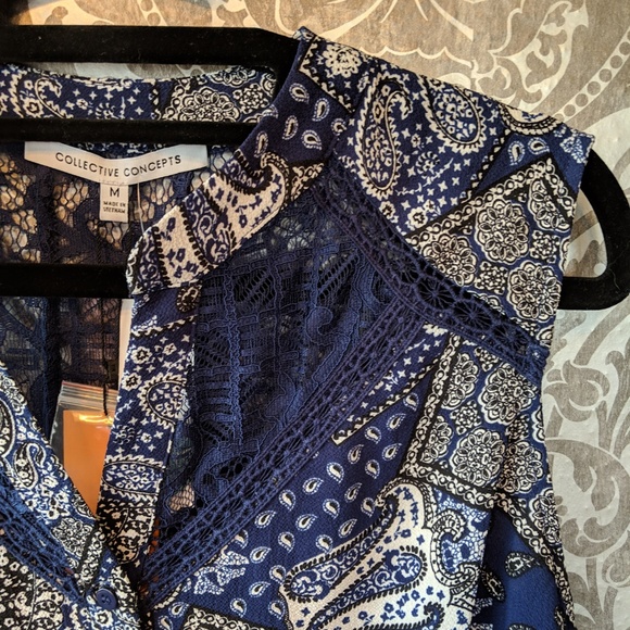 NWT Keke blue cap sleeve blouse - Picture 2 of 7